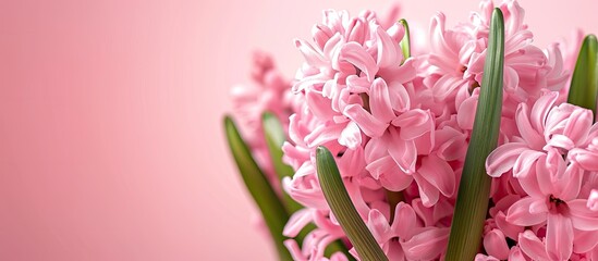 Poster - Collage of pink hyacinth colors on a background. with copy space image. Place for adding text or design