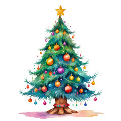 Wall Mural - Christmas tree and decorations in a festive holiday setting