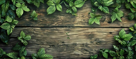 Aufkleber - New leaves on aged wood. with copy space image. Place for adding text or design