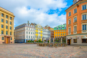 Wall Mural - Old street in old Riga. The city is capital of Latvia that is well known to be a very popular tourism destination in the Baltic region