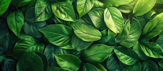 Aufkleber - Green leaves serve as a natural background wallpaper showcasing leaf texture. with copy space image. Place for adding text or design