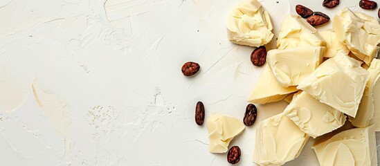 Aufkleber - Cocoa butter for skincare White background top view copyspace