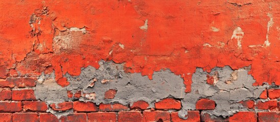 Aufkleber - Red brick wall featuring remnants of a cement background. with copy space image. Place for adding text or design