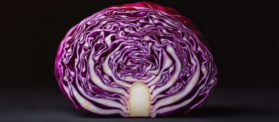 Fototapete - A cut red cabbage revealing its texture. with copy space image. Place for adding text or design