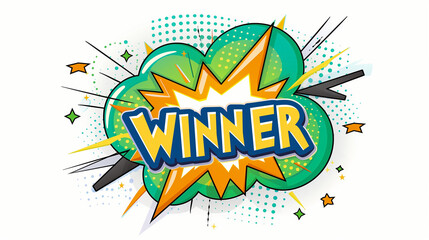 Poster - Comic explosion graphic with winner text and dynamic illustrations for creative projects