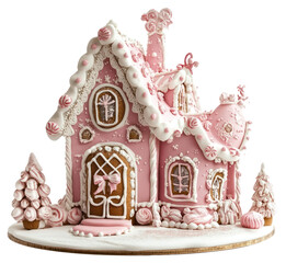 Wall Mural - PNG Pink gingerbread house christmas dessert confectionery.