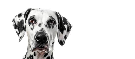 Aufkleber - Beautiful Dalmatian dog set against a white background. with copy space image. Place for adding text or design