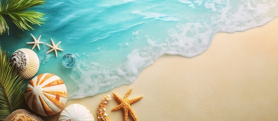 Aufkleber - Summer vacation theme Background featuring beach elements with copyspace