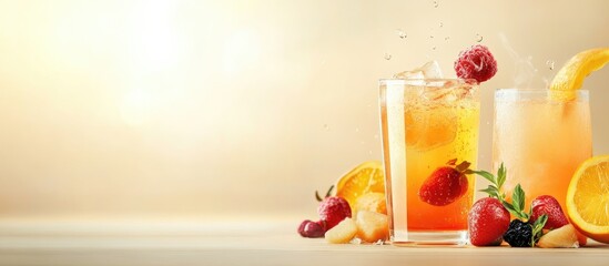Poster - refreshing beverages tasty fruit tea. with copy space image. place for adding text or design