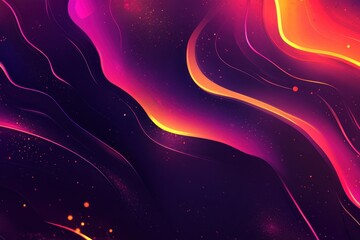 Leinwandbilder - Colorful abstract wave pattern design featuring vibrant hues of purple and orange against a dark background
