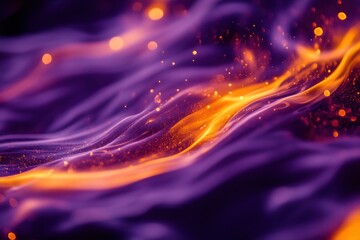 Leinwandbilder - Vibrant abstract representation of flowing lava with swirling purples and bright orange hues in dynamic motion