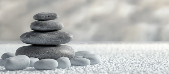 Poster - Gray spa stones on a light backdrop. with copy space image. Place for adding text or design