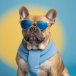 © Zsolt Biczó - Funny dog wearing sunglasses in studio