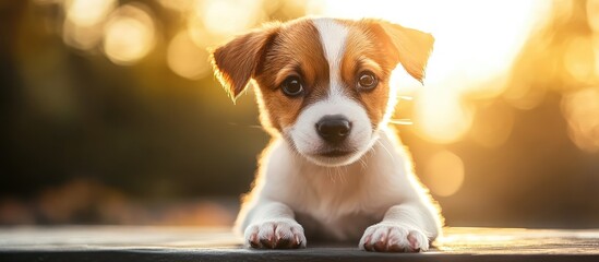Aufkleber - Charming little puppy gazing at the camera. with copy space image. Place for adding text or design