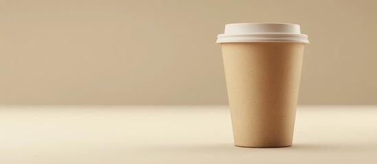 Wall Mural - Paper cup with a plastic lid on a light background Coffee for takeout. with copy space image. Place for adding text or design