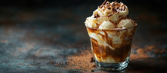 Aufkleber - Affogato coffee with ice cream. with copy space image. Place for adding text or design