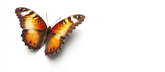 Aufkleber - Brown butterfly against a white background. with copy space image. Place for adding text or design