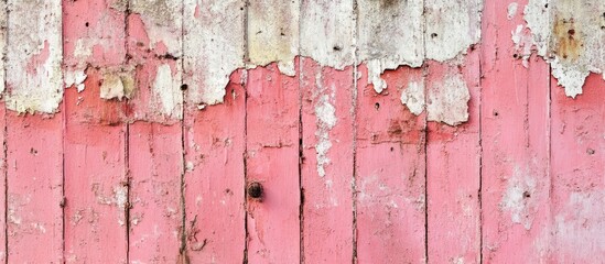 Aufkleber - old wall separates with pink wood. with copy space image. Place for adding text or design