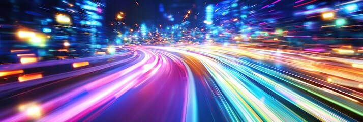 Wall Mural - a dynamic, blurred background of light streaks and colorful lights