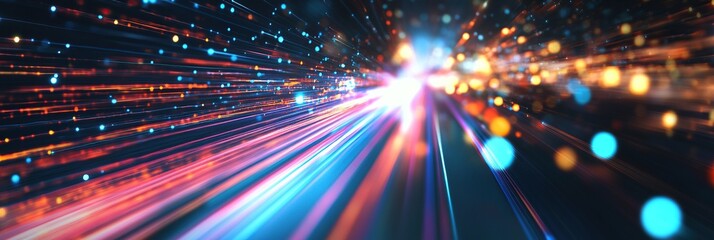 Wall Mural - a dynamic, blurred background of light streaks and colorful lights