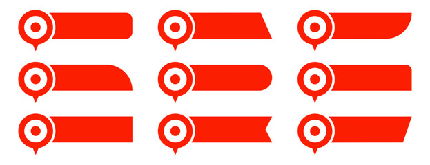 Leinwandbilder - Set of red pin text tag icons. Pointer icon pin on the map with space for text vector collection