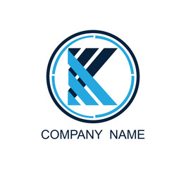 Aufkleber - Letter K logo icon line design template elements vector illustration isolated on blue background