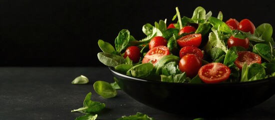 Poster - Salad with cherry tomatoes and baby leaves. with copy space image. Place for adding text or design