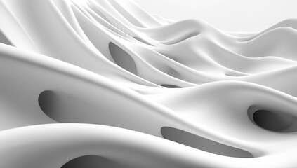 Poster - White background with a parametric design, showcasing an abstract structure in the shape of waves