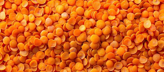 Leinwandbilder - Background of raw orange lentils Concept of healthy food. with copy space image. Place for adding text or design