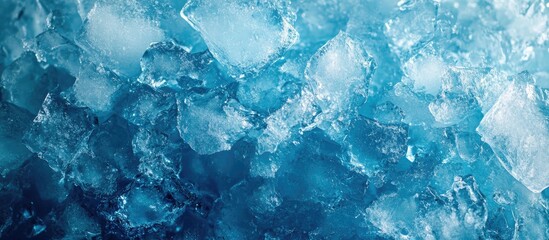 Poster - Broken ice close up Fragments of crushed blue ice create a textured background Close up of frozen water. with copy space image. Place for adding text or design