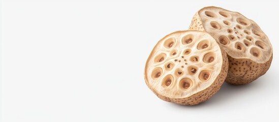Leinwandbilder - Lotus root isolated on a white background. with copy space image. Place for adding text or design
