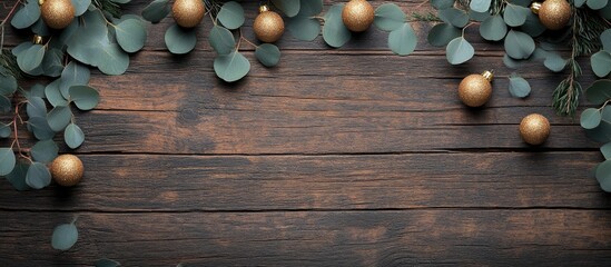 Poster - tablet branding mockup for the christmas season ornaments on a wooden surface flat lay top view chri