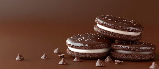 Aufkleber - Chocolate cream biscuits. with copy space image. Place for adding text or design