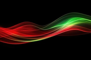Leinwandbilder - Colorful flowing wave patterns in red and green against a black background, showcasing smooth transitions and vibrant design