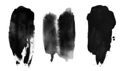Poster - Black Watercolor Paint Strokes on a Transparent Background for Art Use Generative AI