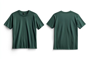 Blank Short sleeve t shirt mockup, dark green T-shirts front and back view, used as design template isolated on white background .generative ai