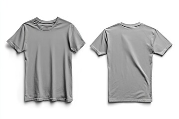 Blank Short sleeve t shirt mockup, grey T-shirts front and back view, used as design template isolated on white background.generative ai