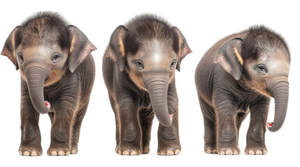 Poster - Elephants in Side and Front Views Shown on a Transparent Background Generative AI