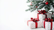 © sabyna75 - Festive christmas gifts with red bows under snow-dusted tree for holiday decor
