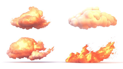 Poster - Flame Clouds Collection Set on a Transparent Background Generative AI