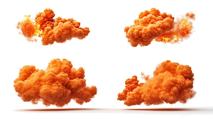 Poster - 4 Bright Flame Clouds on Transparent Background Generative AI