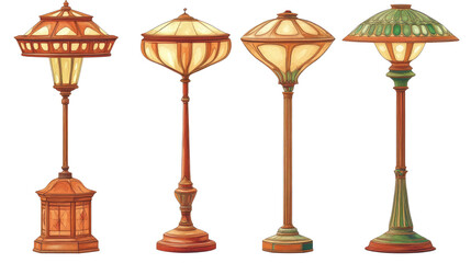 Poster - collection of unique floor lamps on a transparent background generative ai