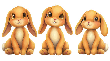Poster - funny bunnies collection on a clear background generative ai