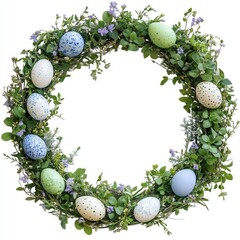 Wall Mural - Eggs and flowers wreath