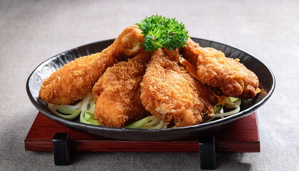 Canvas Print - Crispy Chicken on a Bed of Zoodles