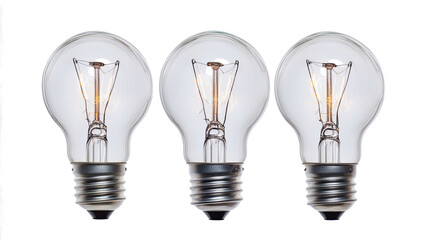 Poster - Set of Three Glowing Light Bulbs on a Transparent Background Generative AI