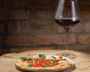 pizza with wine