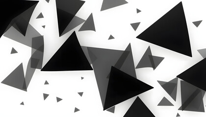 Wall Mural - random shifted rotated black triangles background wallpaper isolated with white highlights, png