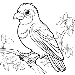 Bright coloring book for children with the image of various birds, stimulating imagination and creativity