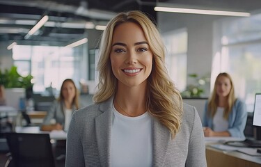 Poster - Female leader or manager at a team planning, collaboration, and strategy business meeting. Woman empowerment, leadership, and management at a start-up corporate marketing office